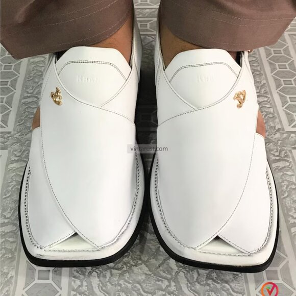 Other - Pure White Kaptaan Peshawari Chappal, Geniune Leather Sandals, Traditional Men's